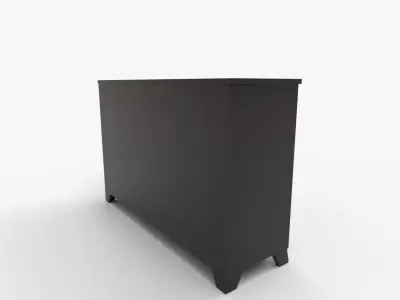 6 Drawer Double Dresser Black 3D model