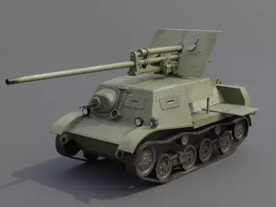 ZIS-30 Tank destroyer Low-poly 3D model