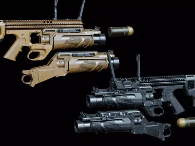 grenade Launcher FN 40 GL modular pack Low-poly 3D model