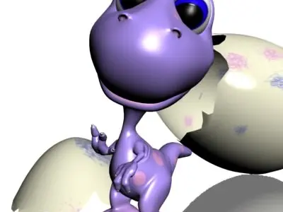 Baby dino cartoon RIGGED Low-poly 3D model