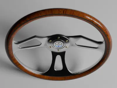 Classic Vintage Style Steering Wheel 3D model