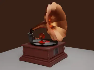 Vintage Gramaphone Realistic Model Low-poly 3D model