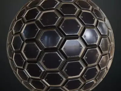 Hexagonal Sci-Fi Metal Plate PBR Seamless Texture