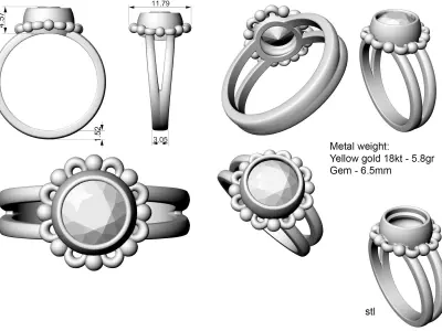 Rubin vintage ring  3D print model