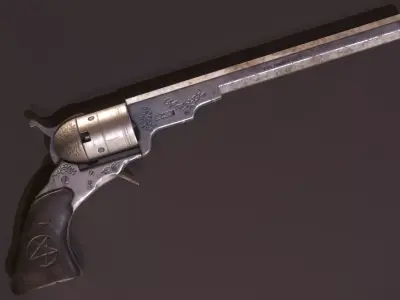 Colt Revolver PBR Game-Ready Low-poly 3D model