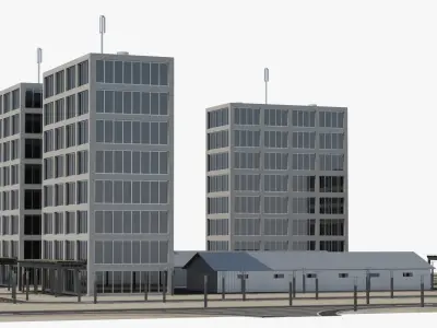  Modern Mid-Rise Residential Complex Asphalt 