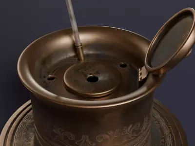 quill and inkwell set 3D model