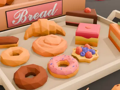 Bakery Pack -30 Assets Low Poly Low-poly 3D model