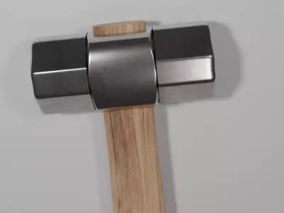 Hammer 3d model low poly with wooden handle 3D model