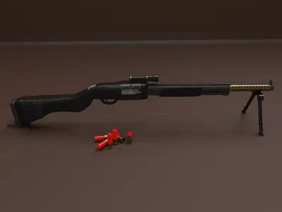 Shotgun Type with Shells 3D model