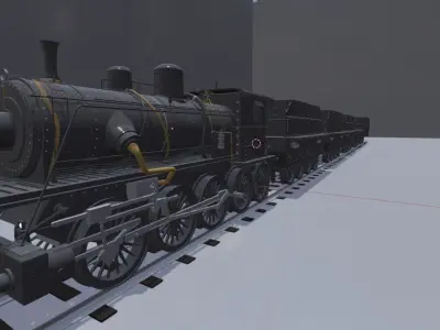 Train Locomotive with wagon 3D model
