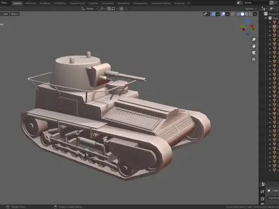 Leichttraktor Tank Base Mesh Low-poly 3D model