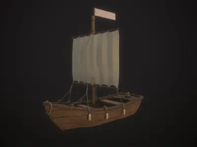 Stylized Boat Low-poly 3D model