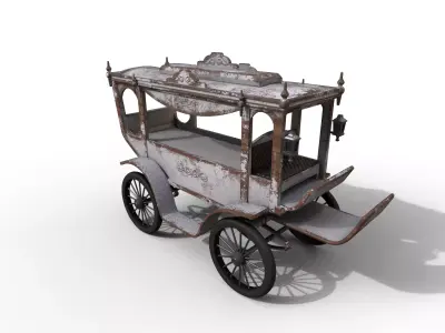 Old Hearse Low-poly 3D model
