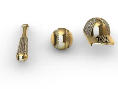 dijes- Colgantes paquete de baseball -v- 3D print model