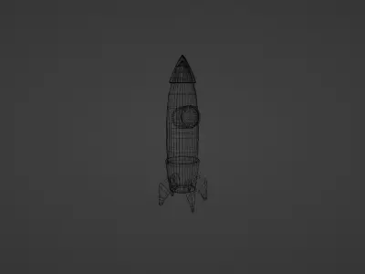 Low poly rocket animated and simulated Low-poly 3D model