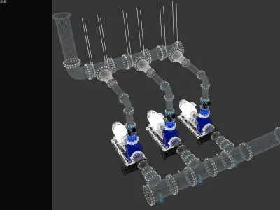 Water pumping station 3D model