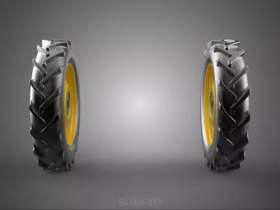 TRACTOR TIRE TREAD TYRE LUG WHEEL RUBBER RIM HUB GRIP DIRT ROAD 3D model