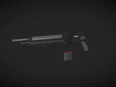 Shotgun with magazine Low-poly 3D model