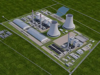 Thermal power plant - nuclear power plant - chemical plant 3D model buy