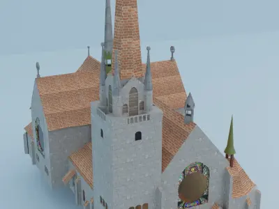 3D church modeling Free low-poly 3D model