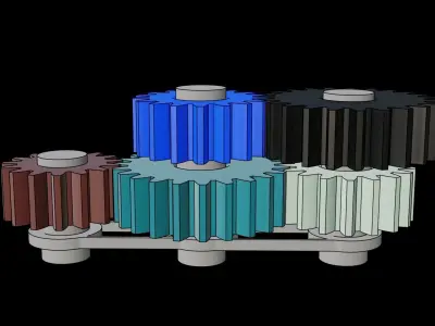 Animated Gears 8 3D model