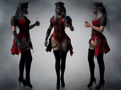 Soviet Cyberpunk Girl Low-poly 3D model