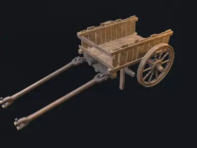 Medieval Cart 4 Low-poly 3D model