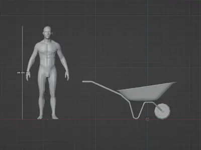 Cartoon garden wheelbarrow Low-poly 3D model