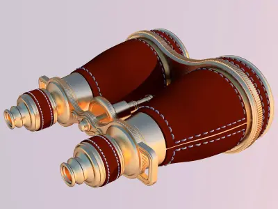 Binoculars Cosplay 3d Print - Leather and gold 3D print model