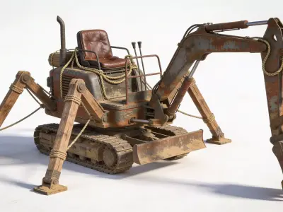 Post-Apocalyptic Spider Excavator Low-poly 3D model