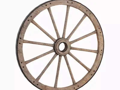 Vintage Wood Wheel 03 Low-poly 3D model