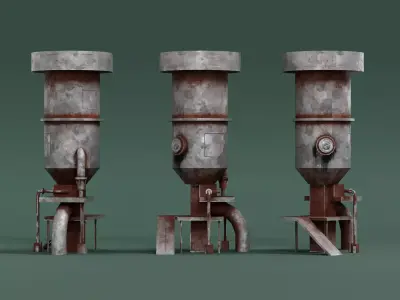 Rusty Old Oil Tank Game Ready Low Poly Low-poly 3D model