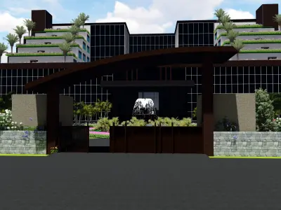 3d model of hotel all sources file revit sketchup  3D model