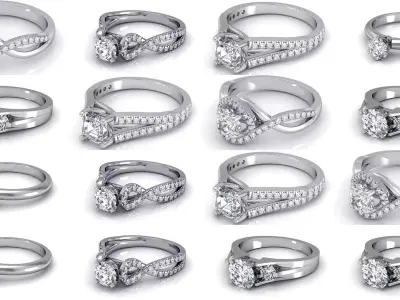 3DM 37 ENGAGEMENT RING FILES 3D Model Pack