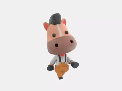 Cute Horse 3D Illustration 3D model purchase