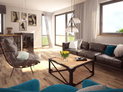 Leather black loft sofa 3D model