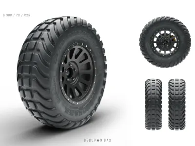 Off road tire pack of 6 assets  3D model