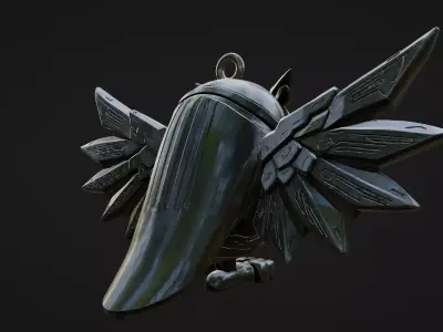 large industrial steampunk owl pendant 3D print model