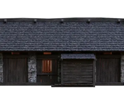 Old Medieval Building House 4K Textures GameReady 44 Low-poly 3D model