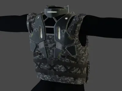Tactical tech wear Vest Low-poly 3D model