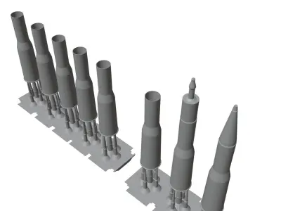 T62 tank bullets and shells caliber 115 mm 1-35 resin 3D print model