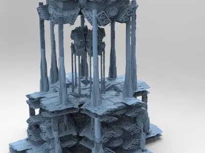 Dark Elven Sci-Fi Dome Arch Tower 4 3D model