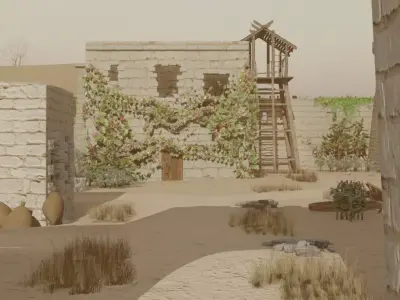 Walled Desert Settlement 3D model