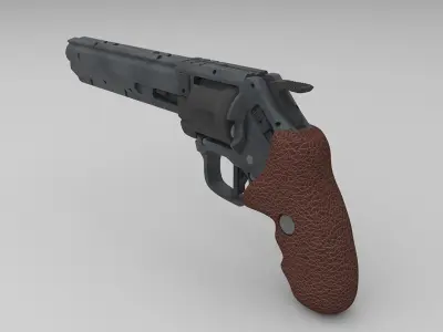 revolver Low-poly 3D model 10