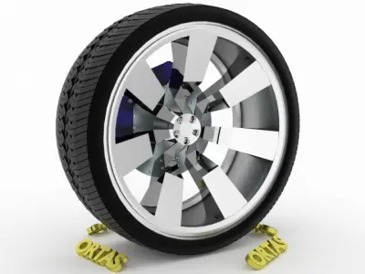 ORTAS CAR WHEEL RIM 95 GAME READY WHEEL RIM TIRE 3D model