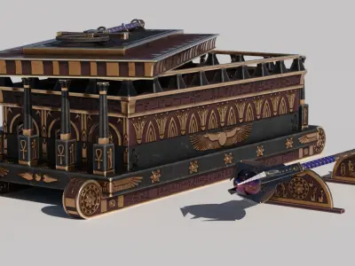 OB 02 Egyptian Necromancer Kit - Sledge Casket Low-poly 3D model