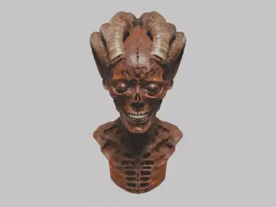DEad SKull HR Giger Creature Scifi Head Bust Low-poly 3D model