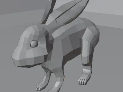 Low Poly Rabbit in grassy field Low-poly 3D model