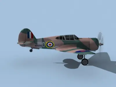 Curtiss H-75C Mohawk V22 RAF 3D model